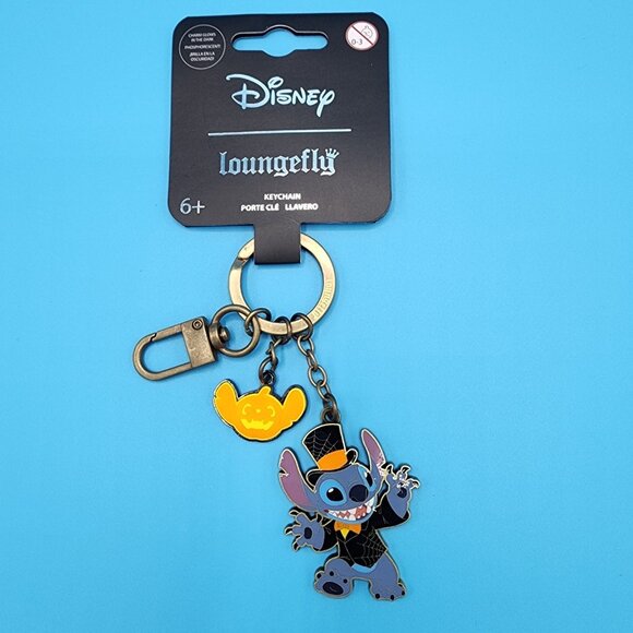 Loungefly Disney Lilo and Stitch Halloween Pumpkin Keychain Charm NEW - Picture 2 of 12